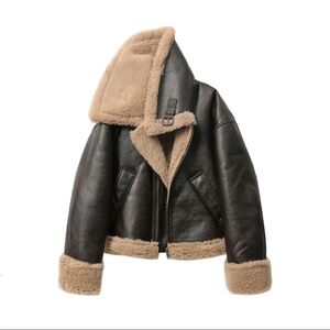 Zara Brown and Tan Shearling Jacket